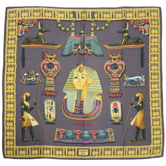 s-l400.jpg HERMES Authentic Gray Silk Scarf